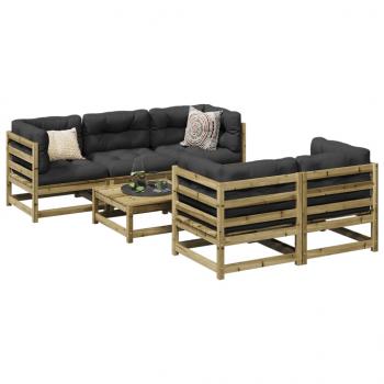 ARDEBO.de - 6-tlg. Garten-Sofagarnitur mit Kissen Kiefernholz Imprägniert