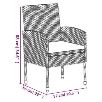 5-tlg. Garten-Essgruppe mit Kissen Anthrazit Poly Rattan