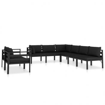 ARDEBO.de - 8-tlg. Garten-Lounge-Set mit Kissen Aluminium Anthrazit  