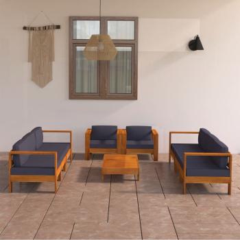 ARDEBO.de - 8-tlg. Garten-Lounge-Set mit Dunkelgrauen Auflagen Akazienholz