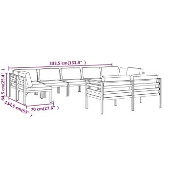 9-tlg. Garten-Lounge-Set mit Kissen Aluminium Anthrazit