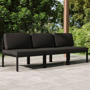 ARDEBO.de - Gartensofa 3-Sitzer mit Kissen Aluminium Anthrazit