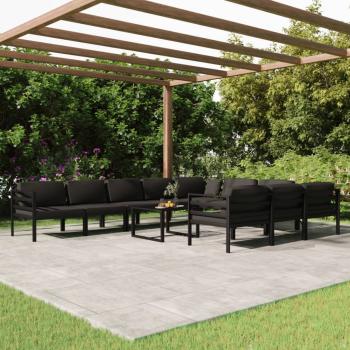 ARDEBO.de - 11-tlg. Garten-Lounge-Set mit Kissen Aluminium Anthrazit