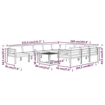 11-tlg. Garten-Lounge-Set mit Kissen Aluminium Anthrazit