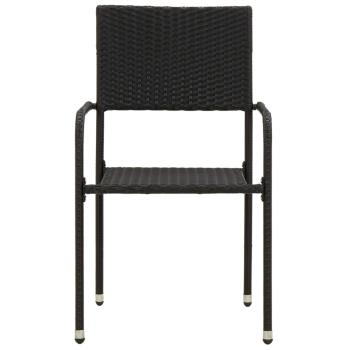 7-tlg. Garten-Essgruppe Poly Rattan Schwarz