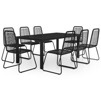 9-tlg. Garten-Essgruppe PVC Rattan Schwarz