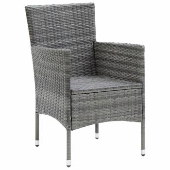 5-tlg. Garten-Essgruppe mit Kissen Poly Rattan Grau