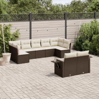 ARDEBO.de - 9-tlg. Garten-Sofagarnitur mit Kissen Braun Poly Rattan