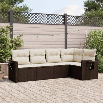 ARDEBO.de - 5-tlg. Garten-Sofagarnitur mit Kissen Braun Poly Rattan