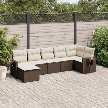 ARDEBO.de - 7-tlg. Garten-Sofagarnitur mit Kissen Braun Poly Rattan