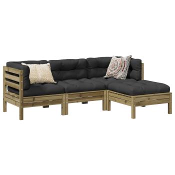 ARDEBO.de - 4-tlg. Garten-Sofagarnitur mit Kissen Kiefernholz Imprägniert