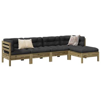 ARDEBO.de - 5-tlg. Garten-Sofagarnitur mit Kissen Kiefernholz Imprägniert