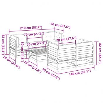 6-tlg. Garten-Sofagarnitur mit Kissen Massivholz Douglasie