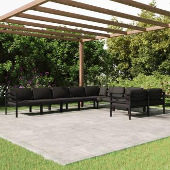 ARDEBO.de - 9-tlg. Garten-Lounge-Set mit Kissen Aluminium Anthrazit