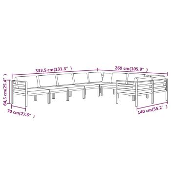 9-tlg. Garten-Lounge-Set mit Kissen Aluminium Anthrazit