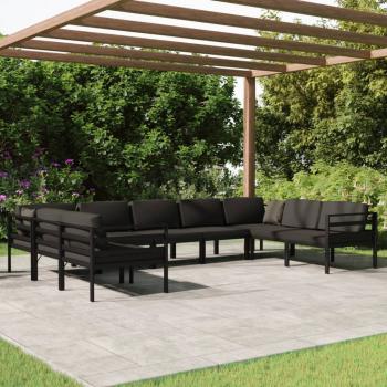 ARDEBO.de - 9-tlg. Garten-Lounge-Set mit Kissen Aluminium Anthrazit