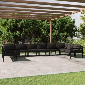 ARDEBO.de - 10-tlg. Garten-Lounge-Set mit Kissen Aluminium Anthrazit