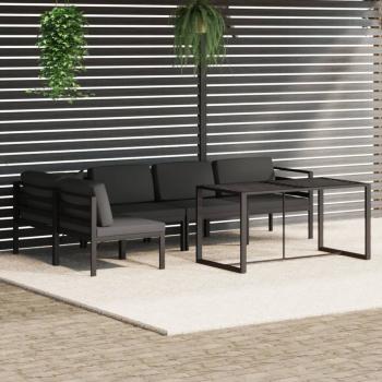 ARDEBO.de - 6-tlg. Garten-Lounge-Set mit Kissen Aluminium Anthrazit