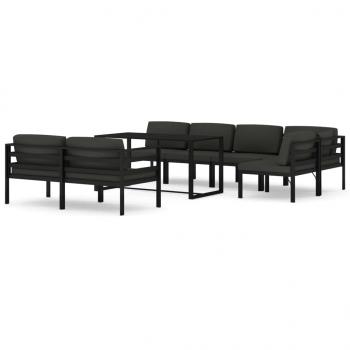 8-tlg. Garten-Lounge-Set mit Kissen Aluminium Anthrazit