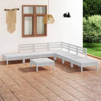 ARDEBO.de - 8-tlg. Garten-Lounge-Set Massivholz Kiefer Weiß