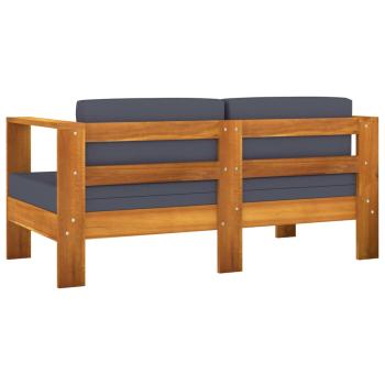 5-tlg. Garten-Lounge-Set mit Dunkelgrauen Auflagen Akazienholz