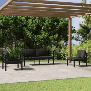 ARDEBO.de - 4-tlg. Garten-Lounge-Set mit Kissen Aluminium Anthrazit