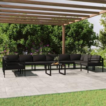 ARDEBO.de - 11-tlg. Garten-Lounge-Set mit Kissen Aluminium Anthrazit
