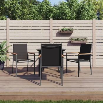 ARDEBO.de - 5-tlg. Garten-Essgruppe Schwarz Textilene und Stahl