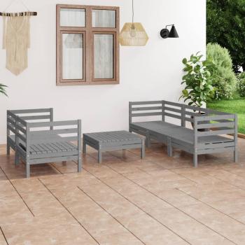 ARDEBO.de - 6-tlg. Garten-Lounge-Set Grau Kiefer Massivholz