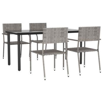 ARDEBO.de - 5-tlg. Garten-Essgruppe Grau Poly Rattan