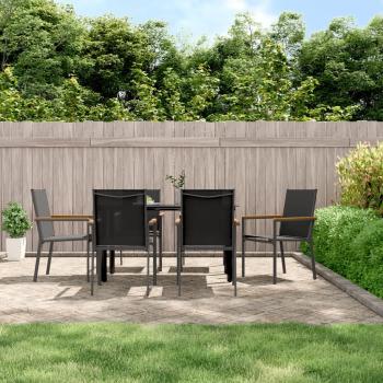 ARDEBO.de - Gartenstühle 6 Stk. Schwarz 55x61,5x90 cm Textilene und Stahl