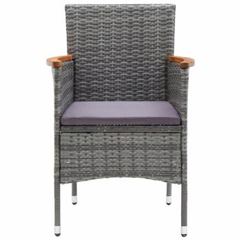 9-tlg. Garten-Essgruppe mit Kissen Poly Rattan Grau 