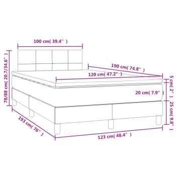 Boxspringbett mit Matratze & LED Creme 120x190 cm Stoff