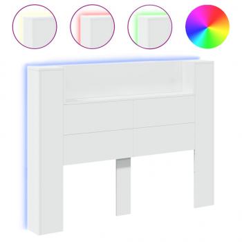 LED-Kopfteil mit Ablagen Weiß 140x16,5x103,5 cm