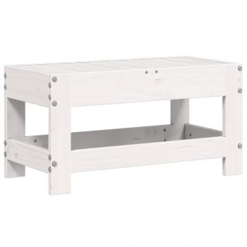 Gartenhocker Weiß 62x30x32 cm Massivholz Kiefer