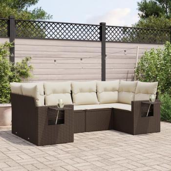 ARDEBO.de - 6-tlg. Garten-Sofagarnitur mit Kissen Braun Poly Rattan