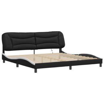 Bettgestell mit LED Schwarz und Weiß 200x200 cm Kunstleder