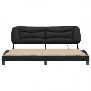 Bettgestell mit LED Schwarz und Weiß 200x200 cm Kunstleder
