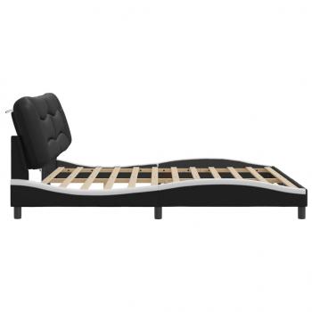 Bettgestell mit LED Schwarz und Weiß 200x200 cm Kunstleder