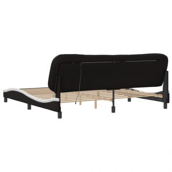 Bettgestell mit LED Schwarz und Weiß 200x200 cm Kunstleder