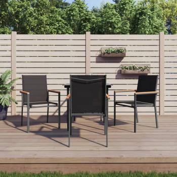 ARDEBO.de - 5-tlg. Garten-Essgruppe Schwarz Textilene und Stahl