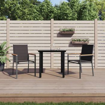 ARDEBO.de - 3-tlg. Garten-Essgruppe Schwarz Textilene und Stahl