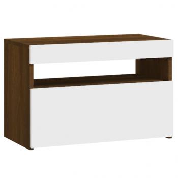 Nachttisch mit LED-Leuchten Braun Eichen-Optik 60x35x40 cm