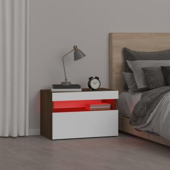 Nachttisch mit LED-Leuchten Braun Eichen-Optik 60x35x40 cm