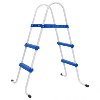 ARDEBO.de - Pool-Leiter Blau und Weiß 84 cm Stahl