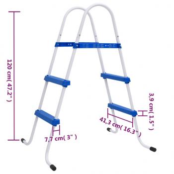 Pool-Leiter Blau und Weiß 84 cm Stahl
