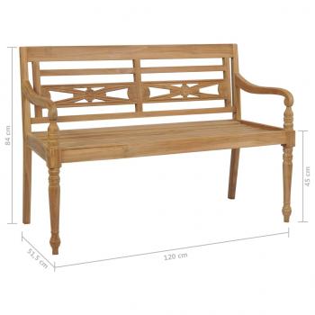 Batavia-Gartenbank mit Hellgrünem Kissen 120 cm Teak Massivholz