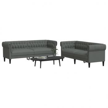 ARDEBO.de - 2-tlg. Sofagarnitur Dunkelgrau Stoff