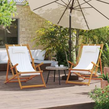 ARDEBO.de - Klappbare Strandstühle 2 Stk. Creme Stoff