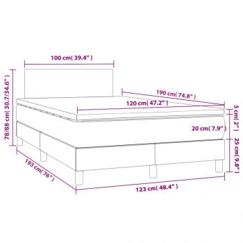 Boxspringbett mit Matratze & LED Taupe 120x190 cm Stoff